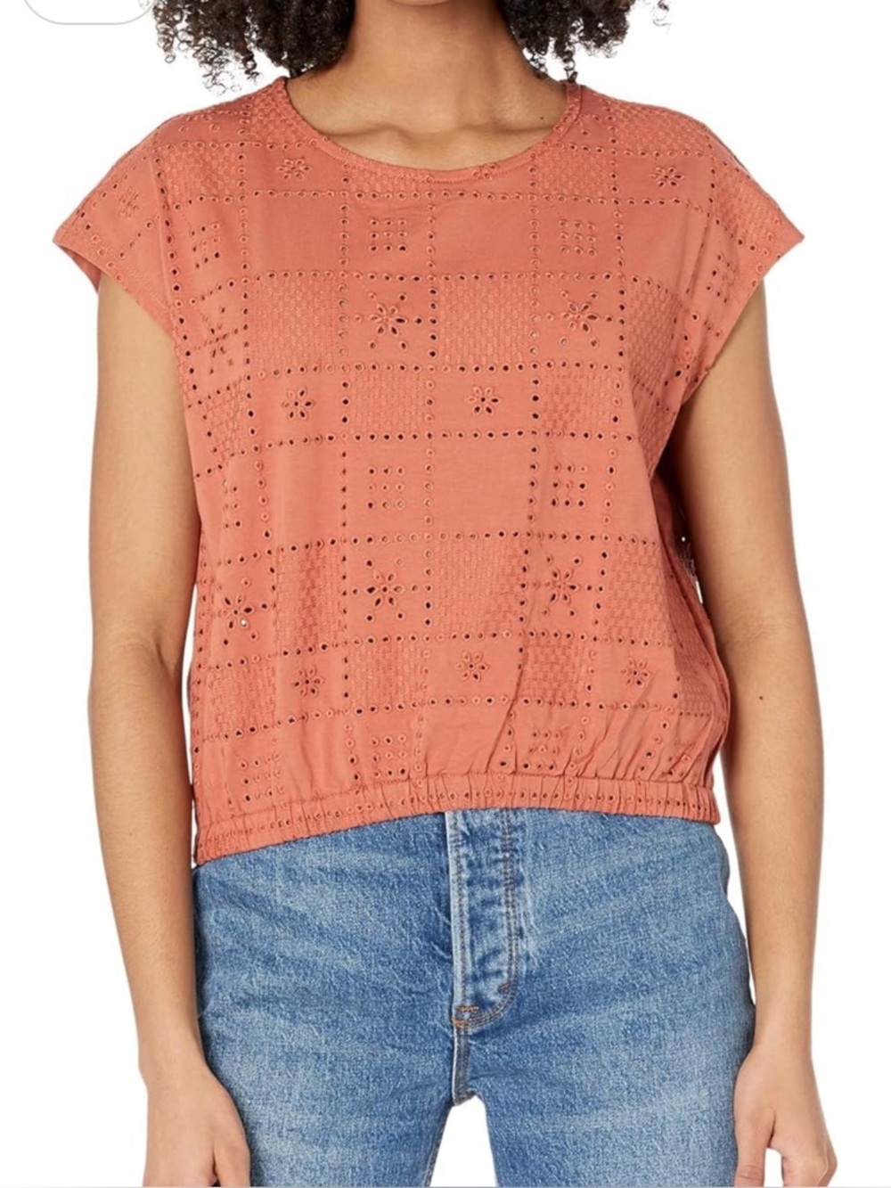 Madewell Per Se Eyelet Top Color: Earthen Red Women's Size Medium